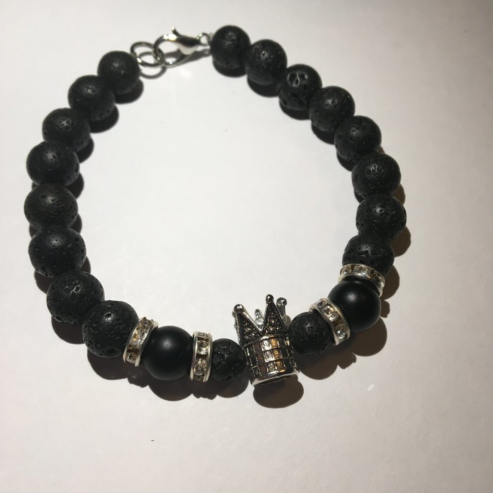 Silver Crown With Lava Beads (A2)